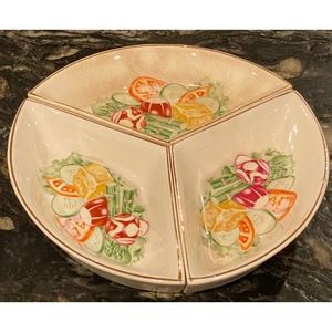 Vintage Tilso Japan veggie asparagus tomato cucumber compartment porcelain dish